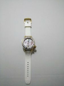【送料無料】腕時計　スイスネプチューンゴールドストンスチールホワイトシリコンストラップウォッチswiss legend neptune goldtone steel white silicone strap watch