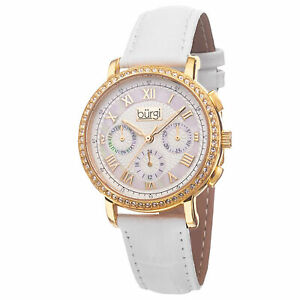 【送料無料】腕時計 バールスイスベゼルレザーウォッチwomens burgi bur087ygw swiss quartz crystal bezel multifunction leather watch