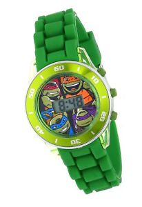 腕時計　タートルズキッズ＃；グリーンベゼルデジタルウォッチligninja turtles kids039; digital watch with matallic green bezel, flashing led lig