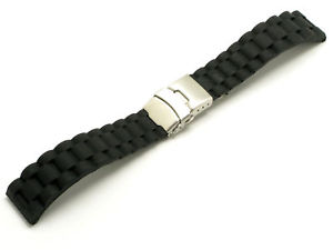 【送料無料】腕時計 ソフトシリコンラバーウォッチストラッププッシュボタンクラスプ22mm soft silicon rubber watch strap push button deployment clasp