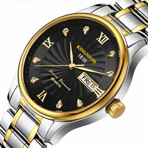 楽天hokushin【送料無料】腕時計　ステンレススチールメンズビジネスクリスマスluxury golden stainless steel wrist watch mens business xmas gifts for him son