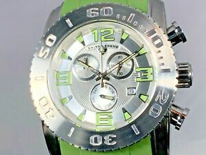 【送料無料】腕時計　スイススイスクオーツクロノグラフシリコンストラップコマンダーグリーンウォッチswiss legend green 47mm commander swiss quartz chrono silicone strap watch