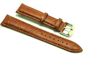 【送料無料】腕時計　クロコダイルウォッチストラップスイスウェンガーエンボス20mm brown hq croco embossed leather replacement watch strap swiss wenger 20