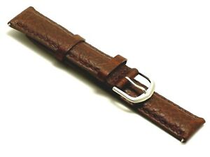 【送料無料】腕時計　ブラウンレザーバッファローウォッチストラップシルバーバックル
