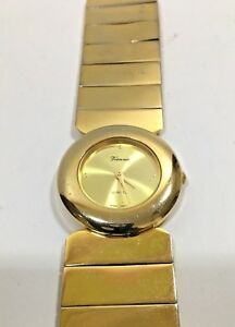 【送料無料】腕時計　ビンテージウィーンクォーツレディースゴールドストンvintage vienna quartz ladies wristwatch gold tone