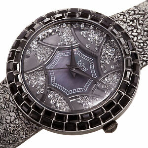 【送料無料】腕時計　バールフローティングパールブレスレットwomens burgi bur118bk floating crystals mother of pearl hammered bracelet watch