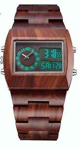 腕時計　スイスデジタルアナログウォッチ natural red sandalwood100 toxic free ,swiss,digitalanalog 2 time watch