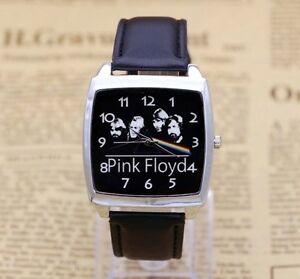 【送料無料】腕時計　スチールレザーピンクフロイドダークサイドウォッチpink floyd dark side of the moon steel leather music king legend square cd watch