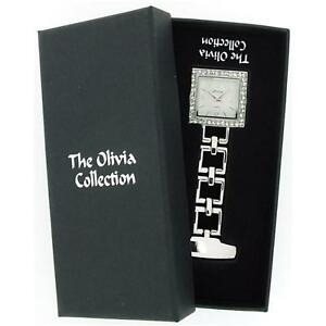 【送料無料】腕時計　コレクションフォブシルバーストーンスクエアリンクthe olivia collection silver tone square open link professional fob watch toc71