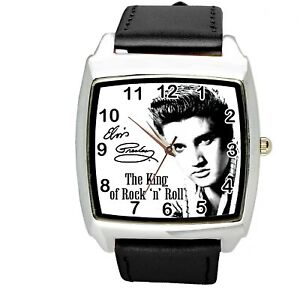 【送料無料】腕時計　エルビスプレスリーステンレススチールレザースクエアウォッチウォッチelvis presley watch stainless steel leather music king legend square cd watch e1