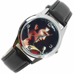 【送料無料】腕時計　elvis presley watch stainless steel leather music king legend round cd watch e2