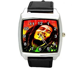 【送料無料】腕時計　ソウルミュージックボブマーリージャマイカレゲエスクエアウォッチ bob marley jamaica reggae rasta soul leather music legend square cd watch e2