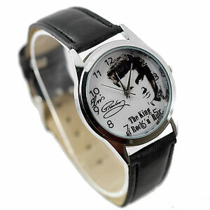 【送料無料】腕時計　エルビスプレスリーラウンドステンレススチールレザーウォッチelvis presley watch stainless steel leather music king legend round cd watch e0