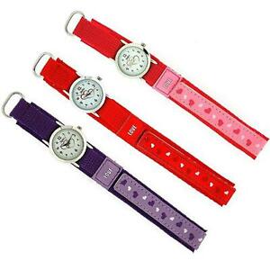 【送料無料】腕時計　ピンクファブリックセットset of 3 reflex girls red pink purple easy fasten fabric watch gift for kid