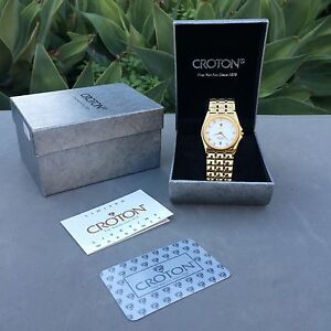 【送料無料】腕時計　クロトンゴールドクォーツmドルウォッチ croton c13743w gold watch quartz 100m water resistant rare luxury 250 msrp