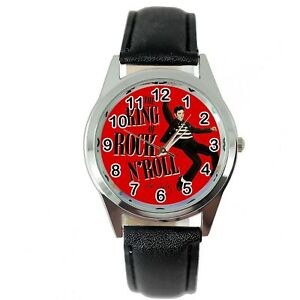 【送料無料】腕時計　エルビスプレスリーラウンドステンレススチールレザーウォッチelvis presley watch stainless steel leather music king legend round cd watch e6