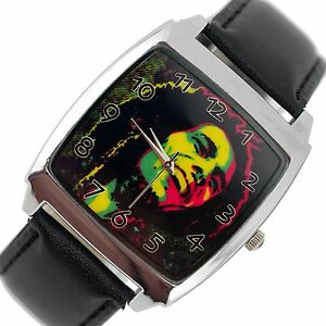 【送料無料】腕時計　ボブマーリージャマイカレゲエソウルミュージックレザーウォッチ bob marley jamaica reggae rasta soul leather music legend square cd watch