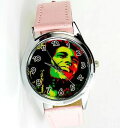 【送料無料】腕時計　ジャマイカレゲエボブマーリーラウンドピンクウォッチbob marley jamaica reggae rasta soul leather music legend round cd pink watch