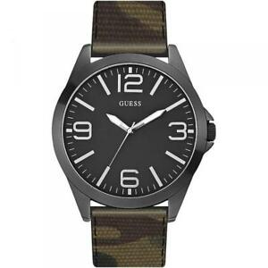 ゲス 【送料無料】腕時計　カムフラージュorologio uomo guess w0181g5 camouflage militare pelle oversize nero dd