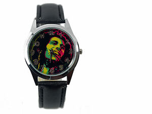 【送料無料】腕時計　ボブマーリージャマイカレゲエソウルミュージックラウンドレザーウォッチ bob marley jamaica reggae rasta soul leather music legend round cd watch