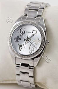【送料無料】腕時計　？シルバーブレスレットスワロフスキーロゴアイコンウォッチ nwt guess g logo symbol swarovski ss silver bracelet lady watch w85012l3