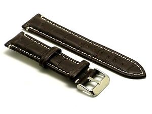 【送料無料】腕時計 コントラストステッチウォッチピンエンボスレザーストラップ24mm brown hq croco embossed leather contrast stitch watch strap with 2 pins