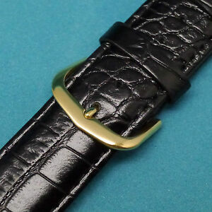 【送料無料】腕時計　カーフスキンブラックゴールドバックルウォッチストラップフィット