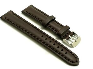 【送料無料】腕時計　ダークブラウンレザーウォッチストラップピンステッチ