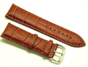 【送料無料】腕時計　クロコダイルウォッチストラップシルバートーンバックルエンボス