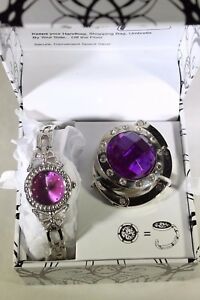 【送料無料】腕時計　ピンクシルバーストーンハンドバッグハンガーウォッチsigned curfew pink silver ..