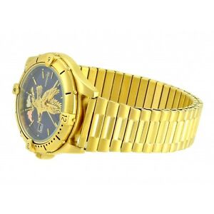 【送料無料】腕時計　メンズゴールドトーンブラックヒルズイーグルラシュモア