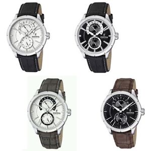 【送料無料】腕時計　カサデータorologio multifunzione uomo festina cassa acciaio cinturino pelle data f16573