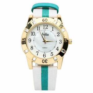 ̵ӻס꡼ǥХۥ磻ȥƥ륦åjolie womens canvas whiteteal watch