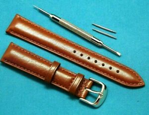 【送料無料】腕時計　ブラウンウォッチストラップスプリングバーリムーバーツール20mm brown quality leather replacement watch strap w spring bar remover tool