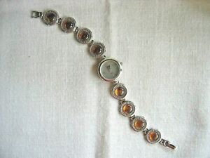 ̵ӻס󥰥Сѡ֥쥹åȥ sterling silver and genuine amber and mother of pearl bracelet watch