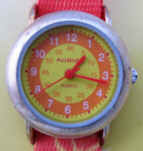 【送料無料】腕時計　クォーツオレンジkinderquarzuhr * kinderuhr * orangeschmetterling * rund * auriol * neu*ovp*