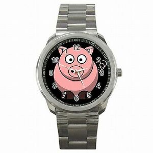 【送料無料】腕時計 ブタピンクアクセサリステンレススチールウォッチpig cute pink piggy pigs accessory stainless steel watch