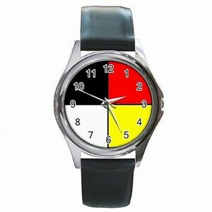 【送料無料】腕時計　クリーホイールフープcree medicine wheel four directions sacred hoop leather watch