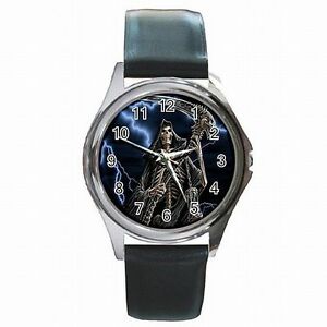 【送料無料】腕時計　スケルトンハロウィーンgrim reaper skeleton halloween leather watch