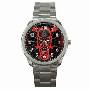 【送料無料】腕時計 アクセサリステンレススチールウォッチskull tribal blood emo accessory stainless steel watch