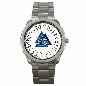 【送料無料】腕時計 ステンレススチールウォッチvalknut triangles asatru norse pagan triangle stainless steel watch