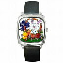 bunny rabbit easter basket holiday leather square watch バニーウサギイースターバスケットレザースクエア※注意※NYからの配送になりますので2週間前後お時間をいただきます。人気の商品は在庫が無い場合がございます。ご了承くださいませ。サイズの種類の商品は購入時の備考欄にご希望のサイズをご記載ください。　携帯メールでの登録ですと楽天からのメールが届かない場合がございます。