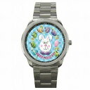 【送料無料】腕時計 ハッピーイースターバニーウサギホリデーアクセサリステンレススチールウォッチhappy easter bunny rabbit holiday accessory stainless steel watch