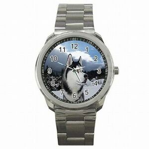 【送料無料】腕時計 シベリアンハスキーアラスカスレッドアクセサリーステンレススチールウォッチsiberian husky alaskan sled dog accessory stainless steel watch