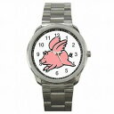 yzrv@u^u^XeXX`[flying pig when pigs fly stainless steel watch