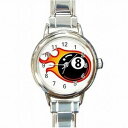 【送料無料】腕時計 ボールビリヤードボールプレーヤーレディースブレスレット8 ball on fire billiards eight ball player womens bracelet watch