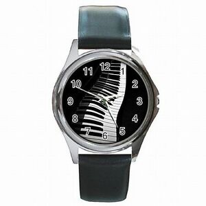 【送料無料】腕時計　ピアノキーピアニストレザーpiano keys pianist musician music leather watch