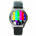 楽天hokushin【送料無料】腕時計　カラーバーテストテレビテレビジョンテストtv test screen television test color bars smpte leather watch