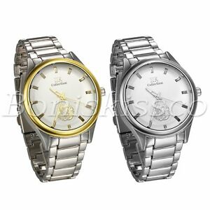 【送料無料】腕時計　メンズステンレススチールストラップクオーツアナログmens luxury stainless steel strap quartz analog wrist watch fathers day gift