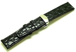 【送料無料】腕時計　ミリブラックエンボスレザーウォッチストラップステンレスシンクラスプ